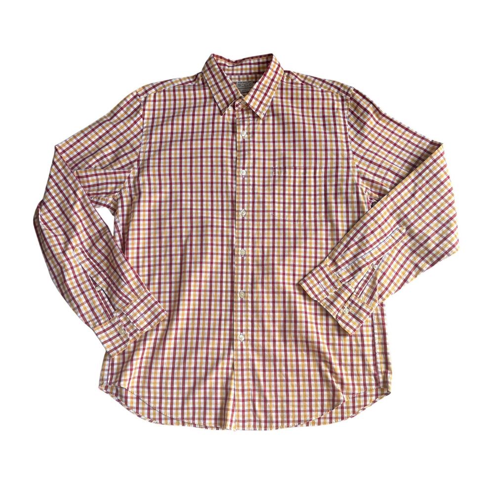 Vintage J.Crew Gingham Check Button Up Shirt Men’s L Cotton Long Sleeve Cotton